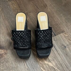 Dolce Vita Black Woven Platform Sandals